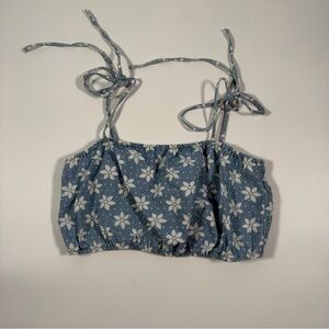 Wrangler x Billabong Women's Blue Floral Crop Top Size Large
